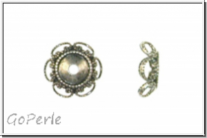 Perlenkappe "Fancy" TB, 10mm, antikversilbet, Messing, 1 Stk.