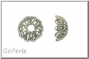 Perlenkappe "Filigree" TRINITY BRASS, 12mm, antikversilbert, Messing, 1 Stk.