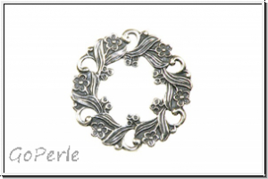 Verbinder "Floral Circle Connector" TRINITY BRASS, 26mm, antikversilbert, Messing, 1 Stk.