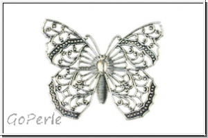 Filigree "Butterfly" TRINITY BRASS, 48x40mm, antikversilbert, Messing, 1 Stk.
