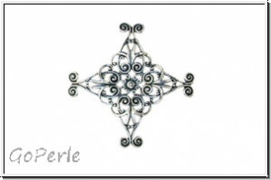 Filigree "Cross" TRINITY BRASS, 44mm, antikversilbert, Messing, 1 Stk.