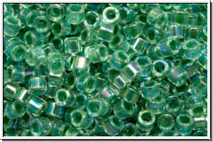 DBM0060, MIYUKI Delica, 10/0, crystal, trans., lime-ld., AB, 5g