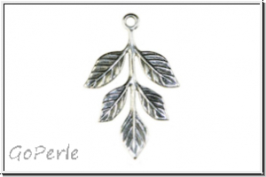 Anh�nger "Leaf Sprig" TRINITY BRASS, 23,5x36mm, antikversilbert, Messing, 1 Stk.