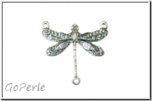 Verbinder "Small Dragonfly, 3-Ring" TRINITY BRASS, 17x16mm, antikversilbert, Messing, 1 Stk.