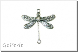 Verbinder "Small Dragonfly 2-Ring" TRINITY BRASS, 17x16mm, antikversilbet, Messing, 1 Stk.