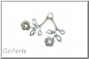 Anh�nger "Flower Drop" TRINITY BRASS, 28x20mm, antikversilbert, Messing, 1 Stk.