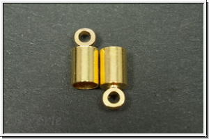 Endkappen "Tonne", 9x4mm, goldfb., Messing, 2 Stk.