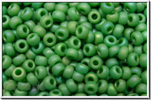 RR-11-0411fr, MIYUKI Rocailles, 11/0, green, op., matte, AB, 10g
