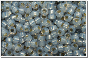 RR-11-0576, MIYUKI Rocailles, 11/0, grey, opal, silver-ld., 10g