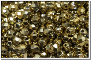B�hm. Glasschliffperle, feuerpol., 4mm, bronze, dorado, met., 50 Stk.