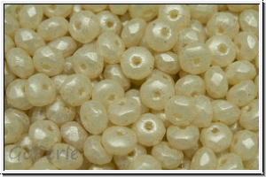 b�hm. Schliffperle, Donut, 2x3mm, crystal, trans., eggshell waxed, matte, 30 Stk.