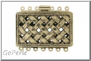 Federschlie�e "Gartenzaun", Metall, old palladium plated, antiksilberfb., 2x7 �sen, 1 Stk.