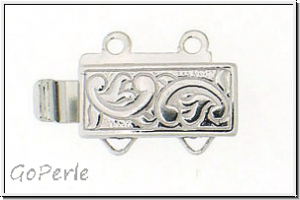 Federschlie�e "floral", Metall, rhodium plated, silberfb., 2x2 �sen, 1 Stk.
