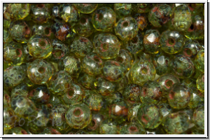 b�hm. Schliffperle, Donut, 2x3mm, khaki, trans., picasso, 30 Stk.
