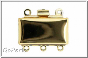 Federschlie�e "glatt", Metall, 23kt gold plated, goldfb., 2x3 �sen, 1 Stk.