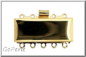 Federschlie�e "glatt", Metall, 23kt gold plated, goldfb., 2x5 �sen, 1 Stk.