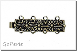 Federschlie�e "Gotik", Metall, old palladium plated, antiksilberfb., 2x4 �sen, 1 Stk.