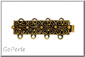 Federschlie�e "Gotik", Metall, 23kt gold plated, antikgoldfb., 2x4 �sen, 1 Stk.