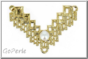 Verschluss "Stairs", Metall, 23kt gold plated, goldfb., 1 �se, 1 Stk.