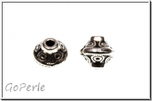 Metallperle "Bali-Bicone", 6x7mm, antiksilberfb., Tibetsilber, 5 Stk.