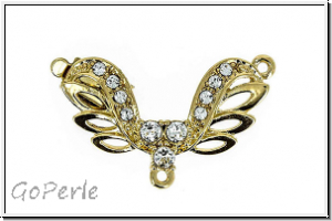 Verschluss "Wings", Metall, 23kt gold plated, goldfb., 1 �se, 1 Stk.