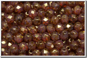 B�hm. Glasschliffperle, feuerpol., 4mm, rose, opal, rose gold luster, 50 Stk.