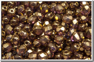 B�hm. Glasschliffperle, feuerpol., 4mm, crystal, trans., bronze lila luster, 50 Stk.