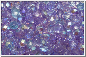 B�hm. Glasschliffperle, feuerpol., 4mm, violet, lt., trans., AB, 50 Stk.