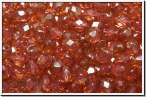 B�hm. Glasschliffperle, feuerpol., 4mm, rose, opal, half copper luster, 50 Stk.
