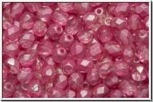 B�hm. Glasschliffperle, feuerpol., 4mm, crystal, trans., half wax pink, 50 Stk.
