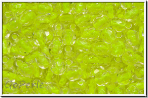 B�hm. Glasschliffperle, feuerpol., 4mm, crystal, trans., neon yellow-ld., 50 Stk.