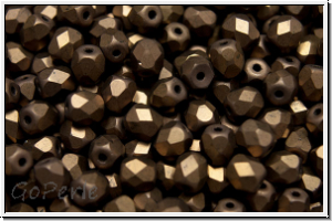 B�hm. Glasschliffperle, feuerpol., 4mm, chocolate, met., matte, 50 Stk.