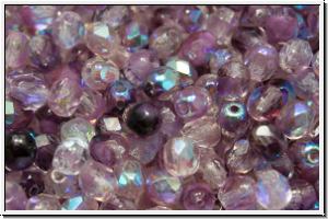 B�hm. Glasschliffperle, feuerpol., 4mm, crystal lila ombriert, trans., AB, 50 Stk.