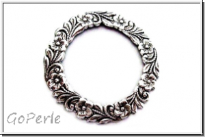 Anh�nger/Verbinder "viktorian. Blumenring" , 36mm, Stamping, antikversilbert, Messing, 1 Stk.