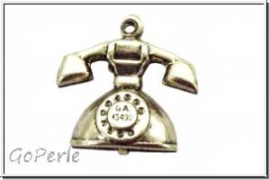Anh�nger "Telephone, 3D", 17x19mm, antiksilberfb., Messing, 1 Stk.