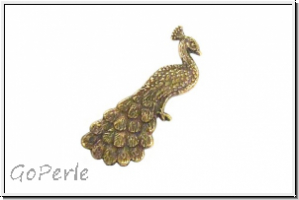 Stamping, "Peacock", Messing antik, ca. 12x30mm, 1 Stk.
