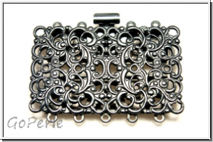 Federschlie�e "Ranken", Metall, ruthenium plated, angelaufensilberfb., 2x5 �sen, 1 Stk.