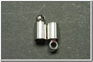 Endkappen "Tonne", 9x4mm, silberfb., Messing, 2 Stk.