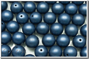 b�hm. Glasperle, rund, 8mm, blue, dk., met., satin, 10 Stk.