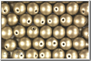 b�hm. Glasperle, rund, 6mm, champagne, met., satin, 25 Stk.