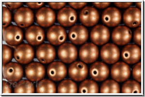 b�hm. Glasperle, rund, 6mm, copper, met., satin, 25 Stk.
