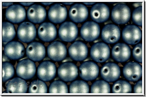 b�hm. Glasperle, rund, 6mm, blue/grey, met., satin, 25 Stk.