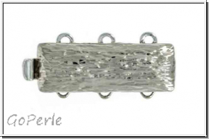 Federschlie�e "Rinde", Metall, rhodium plated, silberfb., 2x3 �sen, 1 Stk.