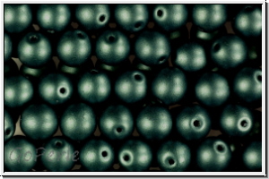b�hm. Glasperle, rund, 6mm, teal, dk., met., satin, 25 Stk.