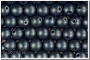 b�hm. Glasperle, rund, 6mm, blue, dk., met., satin, 25 Stk.