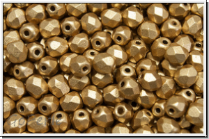 B�hm. Glasschliffperle, feuerpol., 4mm, gold, met., satin, 50 Stk.