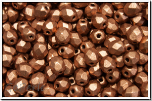 B�hm. Glasschliffperle, feuerpol., 4mm, copper, met., satin, 50 Stk.