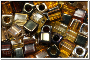 SB-03-Mix-b04, MIYUKI Squares, 3mm, Mix "Wheatberry", 10g
