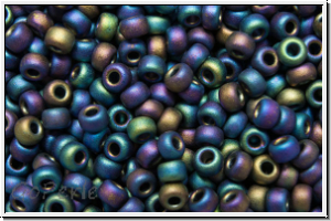 RR-11-0401fr, MIYUKI Rocailles 11/0, opaque black, matte, AB, 10 g