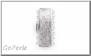Federschlie�e "Rinde", Metall, rhodium plated, silberfb., 2x7 �sen, 1 Stk.